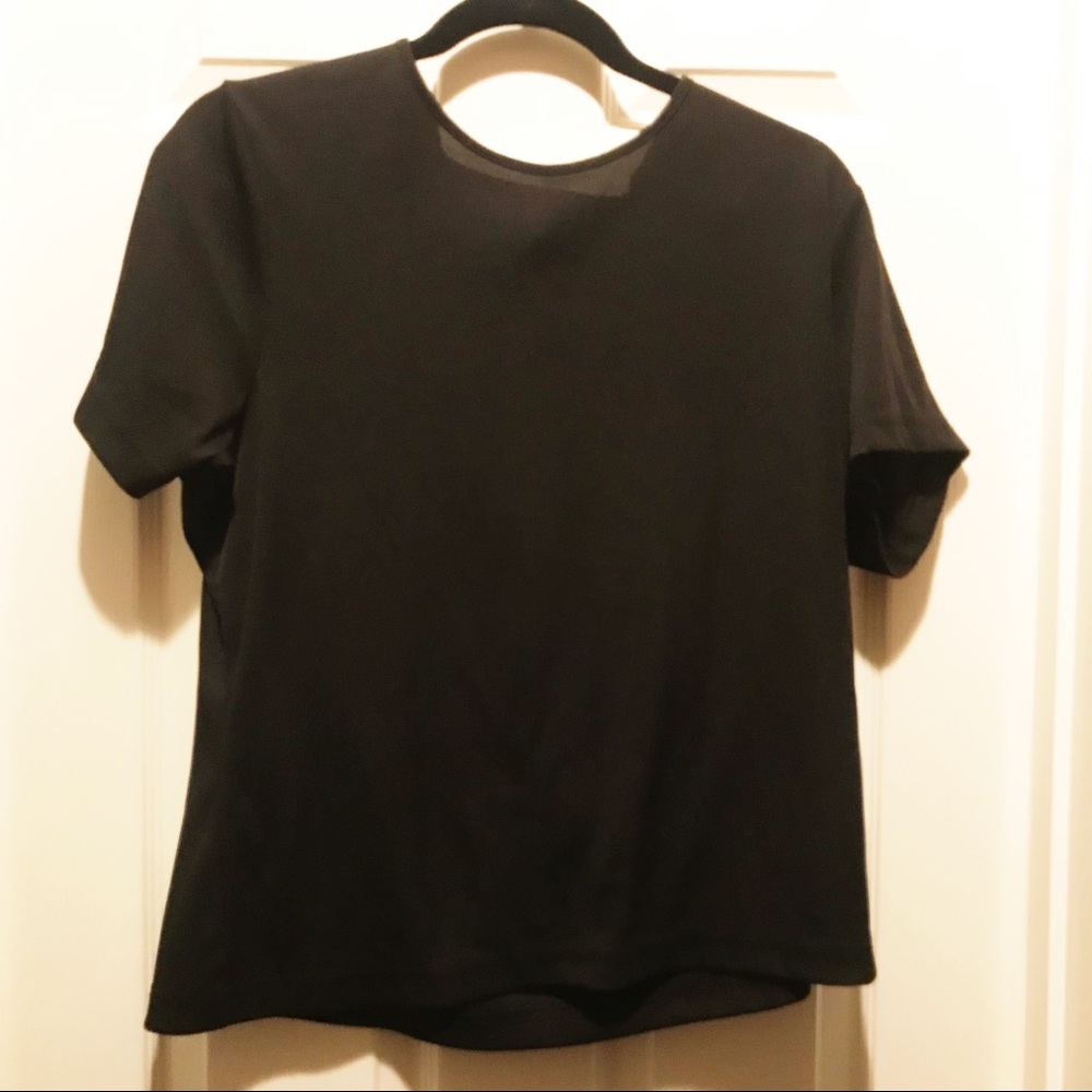 Laura Scott black tee short sleeve ribbed XL
